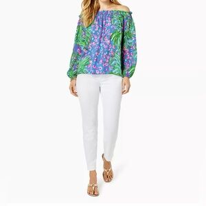 Lilly Pulitzer Kelly skinny ankle pant with textured resort white fabric size 00